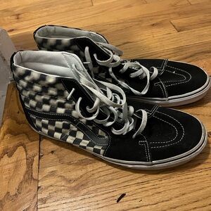 Vans High-Top Sneakers with Black and Gray Checkered Pattern
